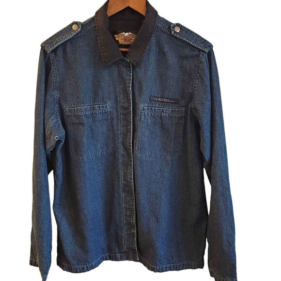 Harley-Davidson Tops - HARLEY- Davidson Denim Button Snap Front Top Size Large